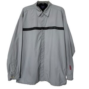 Tommy Jeans Gray Button Shirt Jacket Men’s XL Spellout Macau